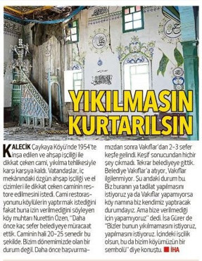 Çaykaya Camisi restore edilecek