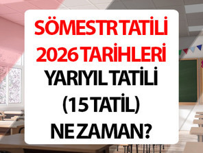 SÖMESTR TATİLİ 2026 MEB TAKVİMİ 15 TATİL TARİHİ | Yarıyıl tatili 2026, 2. ara tatil ne zaman başlıyor ve bitiyor Okullar ne zaman kapanacak, yaz tatili ne zaman