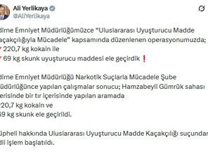 Hamzabeyli’de 220,7 kilo kokain ile 69 kilo skunk ele geçirildi