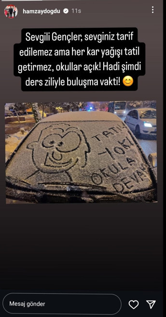 Erzincanda kar tatili isteyen öğrencilere Vali Aydoğdudan yanıt