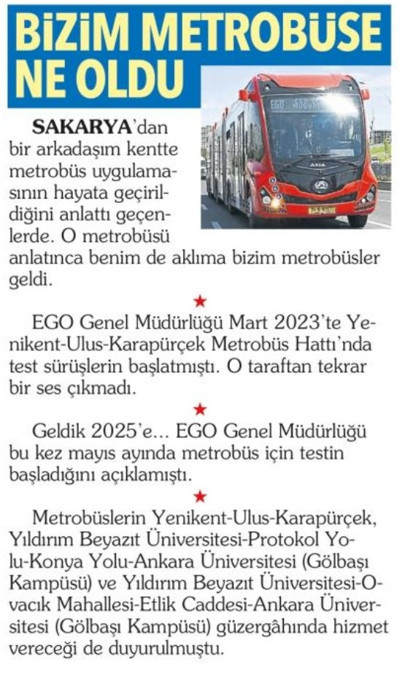 Ulus-Siteler-Karapürçek metrobüsü