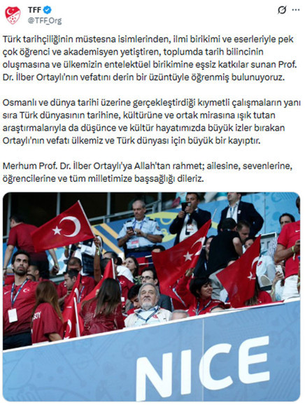 İlber Ortaylının vefatı sonrası Türk spor camiasından taziye mesajları: TFF, Beşiktaş, Fenerbahçe, Galatasaray ve Trabzonspor...