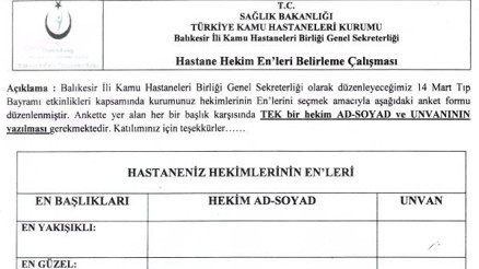 Balıkesirde Türk Sağlık-Senden Hastane Hekim Enleri anketine tepki