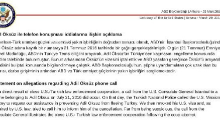 ABDden Adil Öksüz açıklaması: Öksüzün vizesini iptal ettik, kendisini bilgilendirmeye çalıştık