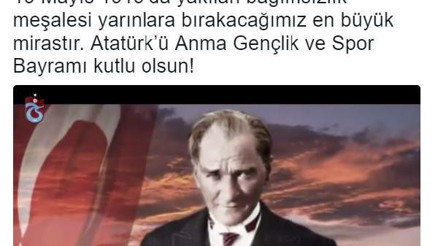 Trabzonspordan 19 Mayıs mesajı