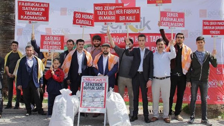 SPli gençlerden, şeker fabrikalarının özelleştirilmesine çaylı tepki