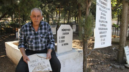 Mezar taşlarının kırılmasına pankartlı tepki