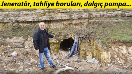 Jeneratör, tahliye boruları, dalgıç pompa... Defineciler ‘çalışıyor’