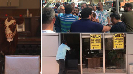 Kaçan boğa kenti karıştırdı Birbirlerine girdiler...