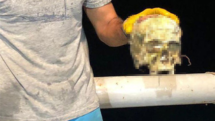 Trol ağına insan kafatası takıldı