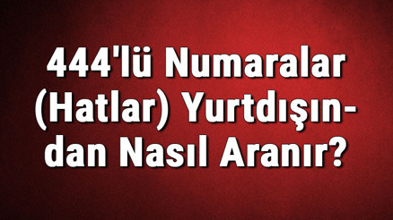 444lü Numaralar (Hatlar) Yurtdışından Nasıl Aranır