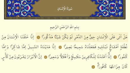 İnsan Suresi Oku - İnsân Suresi Anlamı, Tefsiri, Türkçe ve Arapça Okunuşu (Diyanet Meali)