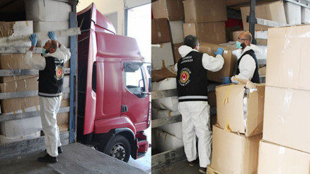 Avrupa’ya giden TIR’da 573 bin 750 maske ele geçirildi