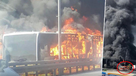 Son dakika… Zeytinburnunda metrobüs yangını Alev alev yandı...