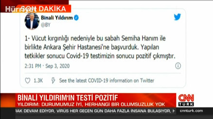 Binali Yıldırım duyurdu: Koronavirüs testimiz pozitif çıktı
