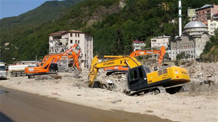 Selin vurduğu Dereli’de, jandarma eşliğinde yıkım sürüyor