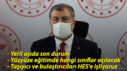 Son dakika haberi: Bakan Kocadan yerli koronavirüs aşısı ve yüz yüze eğitim konularında önemli açıklamalar