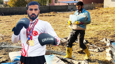 Avrupa şampiyonu milli sporcu, inşaatta çalışıyor... Avrupa şampiyonu milli sporcu, inşaatta çalışıyor...