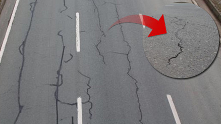 Yolda çatlak tehlikesi Ekipler hemen harekete geçti Yolda çatlak tehlikesi Ekipler hemen harekete geçti