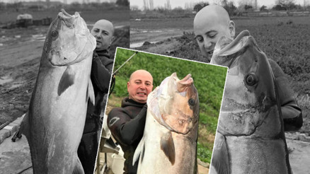 Zıpkınla Akya balığı avladı