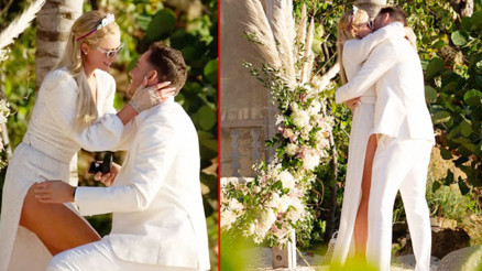 Dördüncü kez nişanlandı: Elmas yüzükle önünde diz çöktü