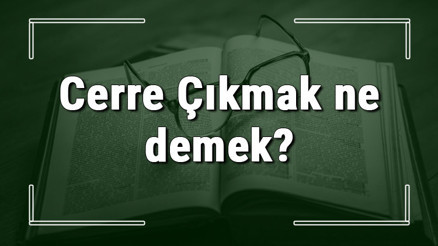Cerre Çıkmak ne demek Cerre Çıkmak deyiminin anlamı ve örnek cümle içinde kullanımı (TDK)