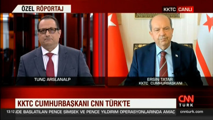 KKTC Cumhurbaşkanı Ersin Tatar, CNN TÜRK yayınında konuştu