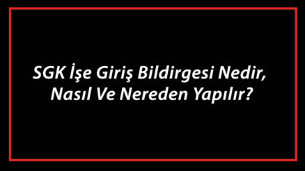 SGK İşe Giriş Bildirgesi Nedir, Nasıl Ve Nereden Yapılır