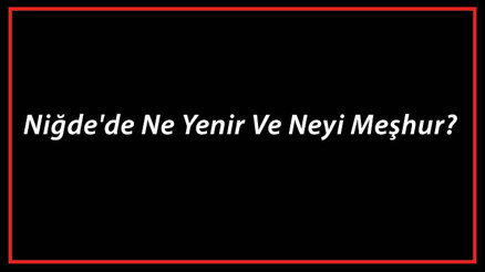 Niğde Yemekleri - Niğdede Ne Yenir Ve Neyi Meşhur Niğde Mutfağı Yemeklerinin İsimleri Ve Listesi