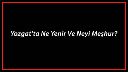 Yozgat Yemekleri - Yozgatta Ne Yenir Ve Neyi Meşhur Yozgat Mutfağı Yemeklerinin İsimleri Ve Listesi