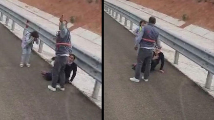 Ankarada otoyol kenarında kadın şiddet