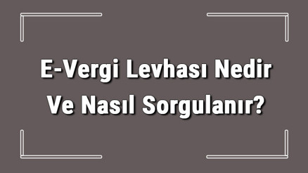 E-Vergi Levhası Nedir Ve Nasıl Sorgulanır