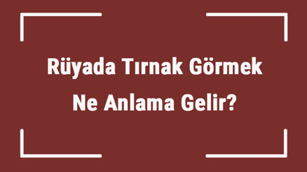 Rüyada Tırnak Görmek Ne Anlama Gelir Rüyada Tırnak Kırılması, Atması Ve Düşmesi Tabiri
