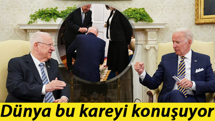 ABD Başkanı Biden İsrailli siyasetçinin önünde diz çöktü ABD Başkanı Biden İsrailli siyasetçinin önünde diz çöktü
