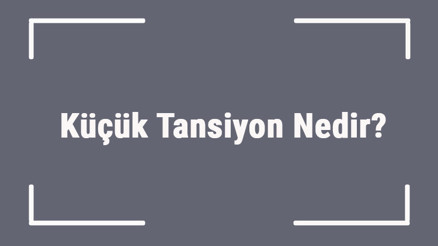 Küçük Tansiyon Nedir Küçük Tansiyon Neden Düşer Veya Yükselir Normal Değerleri..