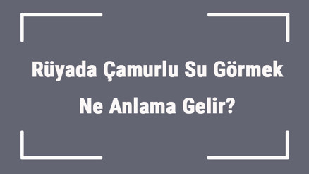 Rüyada Çamurlu Su Görmek Ne Anlama Gelir Rüyada Camurlus Suda Yüzmek Ve Yürümek Anlamı