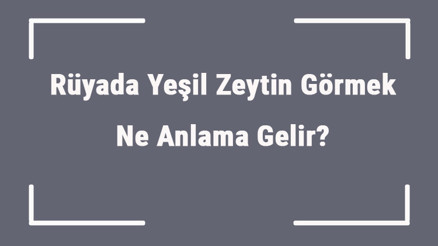Rüyada Yeşil Zeytin Görmek Ne Anlama Gelir Rüyada Yeşil Zeytin Yemek, Toplamak Ve Almak Anlamı