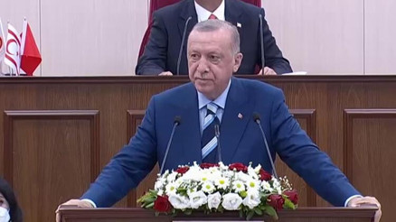 Cumhurbaşkanı Erdoğan, KKTC Cumhuriyet Meclisi Özel Oturumunda Genel Kurula hitap etti
