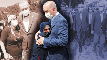 Erdoğan afet bölgesinde... Küllerimizden doğacağız