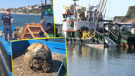 İstanbul Boğazında balıkçı ağına mayın takıldı Patlama olabilir diye komple sahili ve plajı kapattılar