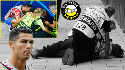 Son Dakika: Cristiano Ronaldonun şutu güvenlik görevlisini bayılttı Yürekler ağızlara geldi...