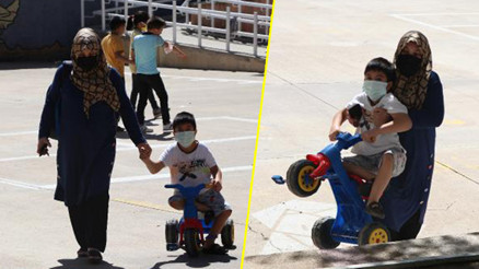 Yürüme engelli Akının 3 tekerlekli bisikletle zorlu eğitim yolculuğu