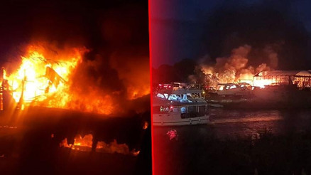 Antalyada gemi yapım atölyesinde çıkan yangında 5 tekne zarar gördü