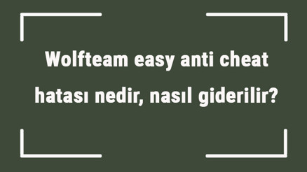 Wolfteam easy anti cheat hatası nedir, nasıl giderilir Wolfteam başlatma hatası nedir
