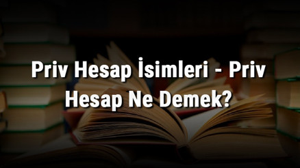 Priv Hesap İsimleri - Priv Hesap Ne Demek En Güzel Komik, Cool Ve Farklı 1, 2 Ve 4 Kişilik İsim Önerileri İle Anlamları