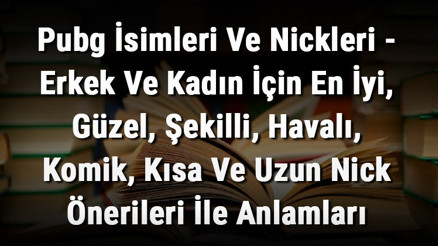 Pubg İsimleri Ve Nickleri - Erkek Ve Kadın İçin En İyi, Güzel, Şekilli, Havalı, Komik, Kısa Ve Uzun Nick Önerileri İle Anlamları