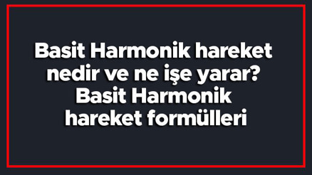 Basit Harmonik hareket nedir ve ne işe yarar Basit Harmonik hareket formülleri Basit Harmonik hareket nedir ve ne işe yarar Basit Harmonik hareket formülleri
