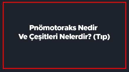Pnömotoraks Nedir Ve Çeşitleri Nelerdir (Tıp)