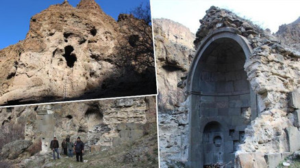 Etrafı kaya içi mağaralarla dolu Vank Kilisesini defineciler harabeye çevirdi
