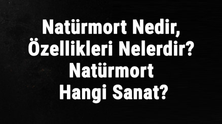 Natürmort Nedir, Özellikleri Nelerdir Natürmort Hangi Sanat